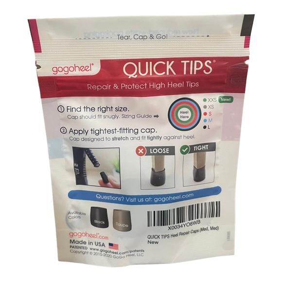 GoGoHeel 2 Pair QUICK TIPS Slip-On Heel Caps NWT - Picture 5 of 5